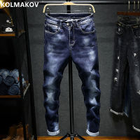 【CW】2022 Spring and Autumn New Mens Fashion Casual Versatile Stretch Jeans Long Pants Mens Slim Fit Large Size High Quality Pants