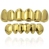 Hip Hop Gold Color Teeth Grills Set for Men Women Dental Jewelry Top Bottom Tooth Mouth Vampire Teeth Caps Cosplay Party Rapper