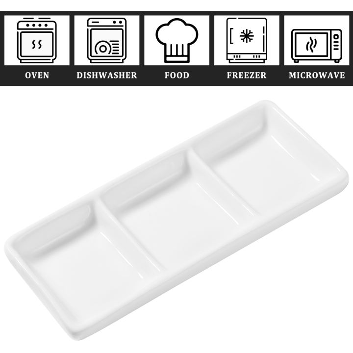 bestonzon-2pcs-6-inch-pure-white-ceramic-3-compartment-appetizer-serving-tray-rectangular-divided-sauce-dishes-for-spice-dish-so