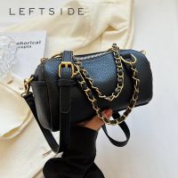 LEFTSIDE Chain Crossbody Bags for Women 2023 Vintage Fashion Trend Small Leather Design Pillow Handbags and Purses