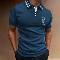 Fashion Mens Polo Shirt Summer Business Casual Clothes Letter K Print T-Shirt Loose Breathable Polo Tshirt Oversized Golf Shirt