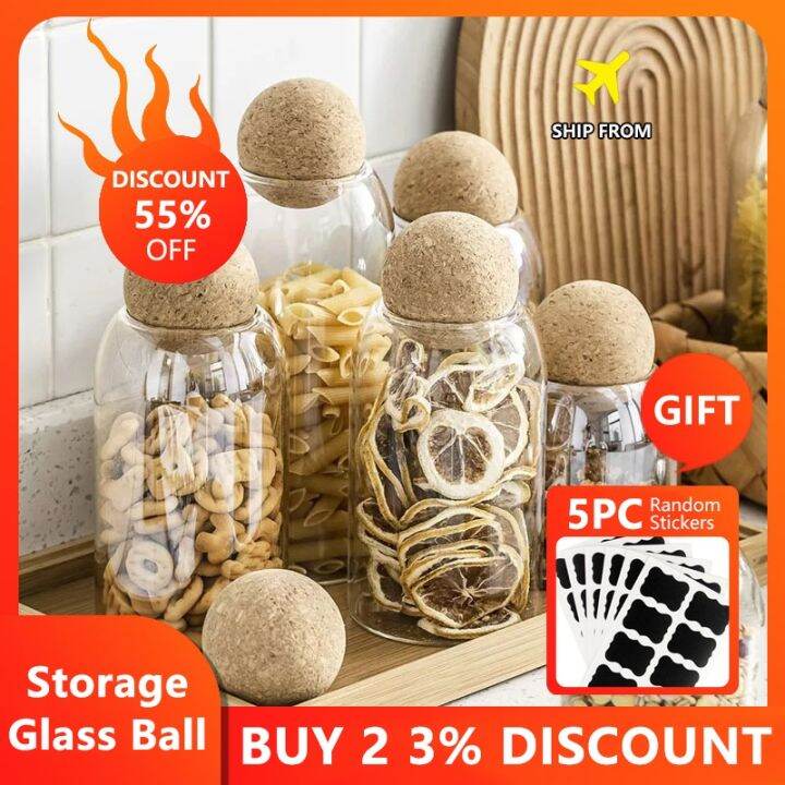 Ball Cork Lead Free Glass Jar With Lid Bottle Storage Tank Sealed Tea