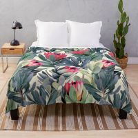 Ready Stock Painted Protea Pattern Throw Blanket fluffy blanket Large Blanket Thin Blanket