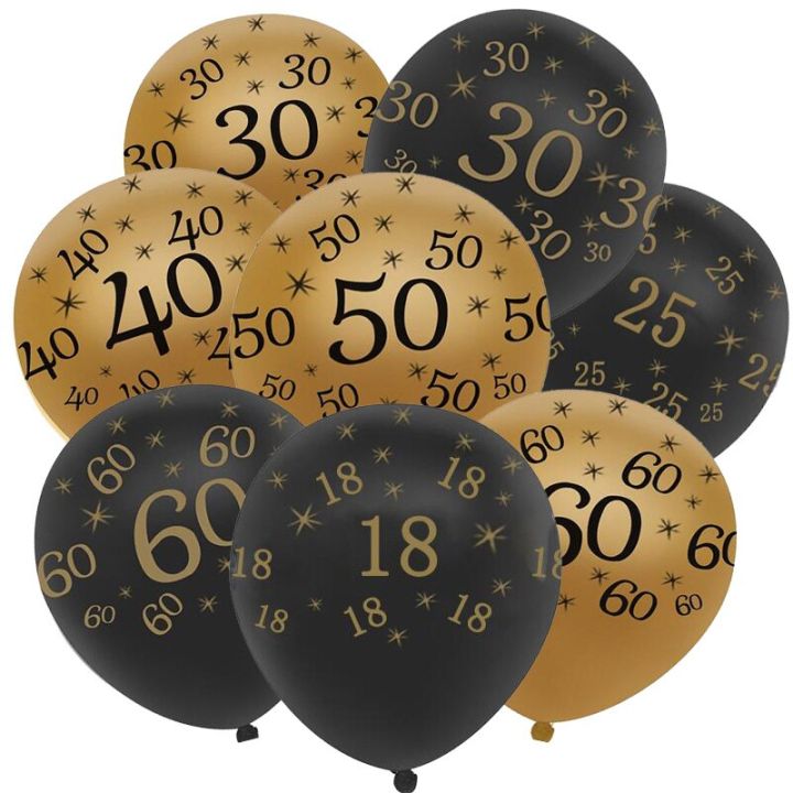10ชิ้น-ล็อต12-ทองยางสีดำลูกโป่งอัดลม18-25-30-40-50-60ปีปาร์ตี้วันเกิดการตกแต่งลูกโป่งผู้ใหญ่-globos-balony