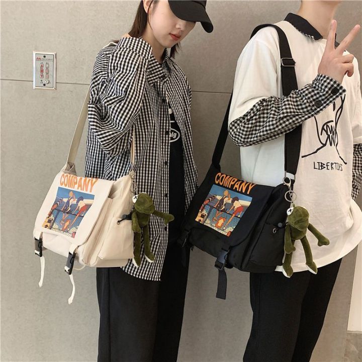 กระเป๋า-กระเป๋าแมสเซนเจอร์-กระเป๋าผ้าแคนวาสญี่ปุ่นแบบสบาย-ๆ-กระเป๋าสะพายนักเรียนความจุขนาดใหญ่