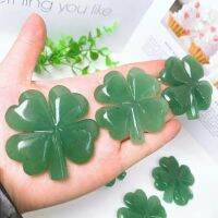 หยกดองหลิงธรรมชาติ Four-Leaf Clover Stone งานฝีมือคริสตัลแกะสลักด้วยมือของตกแต่งบ้าน Hand Play