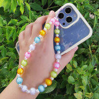 ZX Anti-Lost Handmade สีสันรอบลูกปัดศัพท์มือถือโซ่จำลอง Pearl Lanyard เคสศัพท์แขวนสายไฟอุปกรณ์เสริม Gift