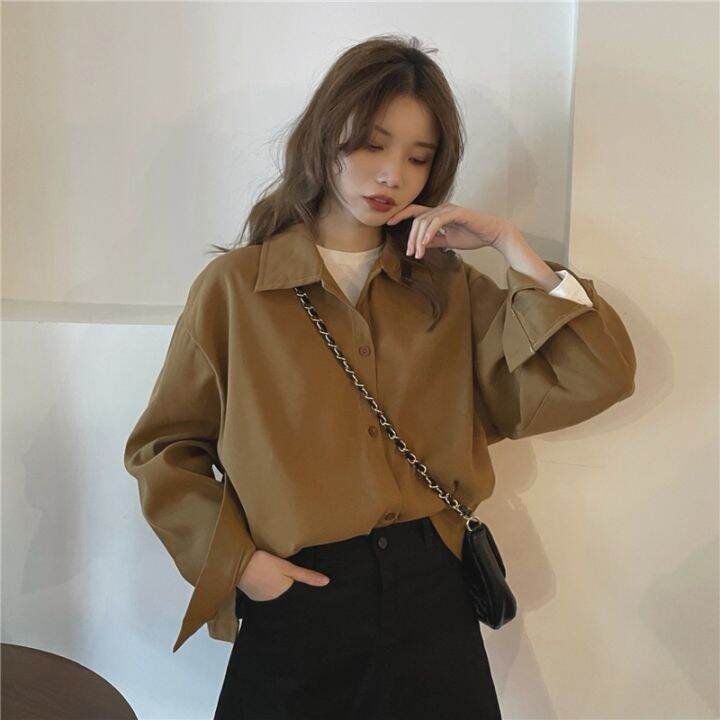 summer-korean-version-2022-fashionable-versatile-solid-color-loose-polo-collar-single-breasted-long-sleeved-shirt-top-womens-t