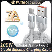 VAORLO 7A USB 100W เป็น TypeC สายที่ชาร์จเร็วสายชาร์จเร็ว QC3.0ข้อมูล USB-C สายชาร์จโลหะสังกะสีอัลลอยสายซิลิโคนเหลว