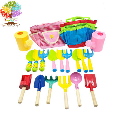 Treeyear Kid S Garden Tool Set With Child Safe Shovel, Rake, Fork, s, Watering Can And Canvas Tote- Mini Gardening