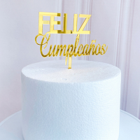 ใหม่อะคริลิคสเปนเค้กวันเกิดแฮปปี้ Topper Feliz Cumpleanos เบเกอรี่เค้กตกแต่ง Baby Shower Party Favors เค้ก Toppers-Caidour