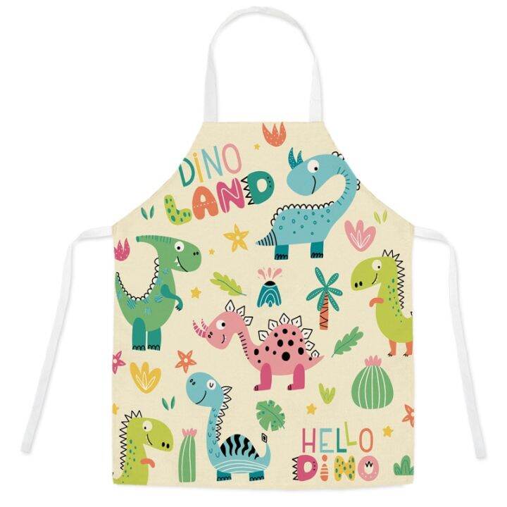 cartoon-dinosaur-cute-apron-for-children-kitchen-cooking-linen-soft-fabric-adults-children-bib-apron-aprons