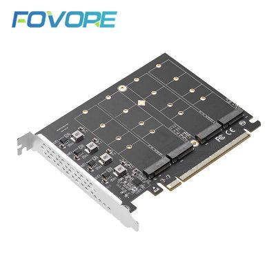 PCIe ประสิทธิภาพสูง4.0อะแดปเตอร์ NVME PCI Express X16ไปยัง4พอร์ต M.2 M-Key อะแดปเตอร์ FJK3825 Riser SSD