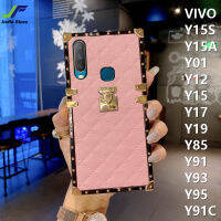 JieFie Luxury สำหรับ VIVO Y16 / Y15S / Y15A / Y01 / Y12 / Y15 / Y17 / Y19 / Y85 / Y91C / Y91 / Y93/Y95แฟชั่นสแควร์ Lattice Vintage โทรศัพท์กลับปก