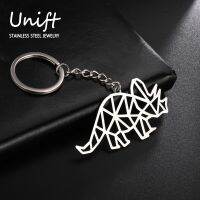 Unift Dinosaur Velociraptor Keychain Fashion Key Holder Geometric Tyrannosaurus Triceratops Brontosaurus Key Chain Jewelry Gift