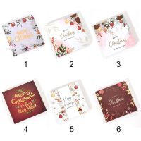 30PCS 8*8Cm Wrapping Decor Ornament Xmas Tree Greeting Postcard สวัสดีปีใหม่ Merry Christmas Cards Note Card