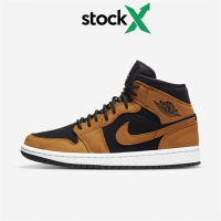 【hot】-Air Joe 1 Mid Wheat Black Brown Yellow Rookie Ore Middle Top Sports Basketball Shoes DB5453-700