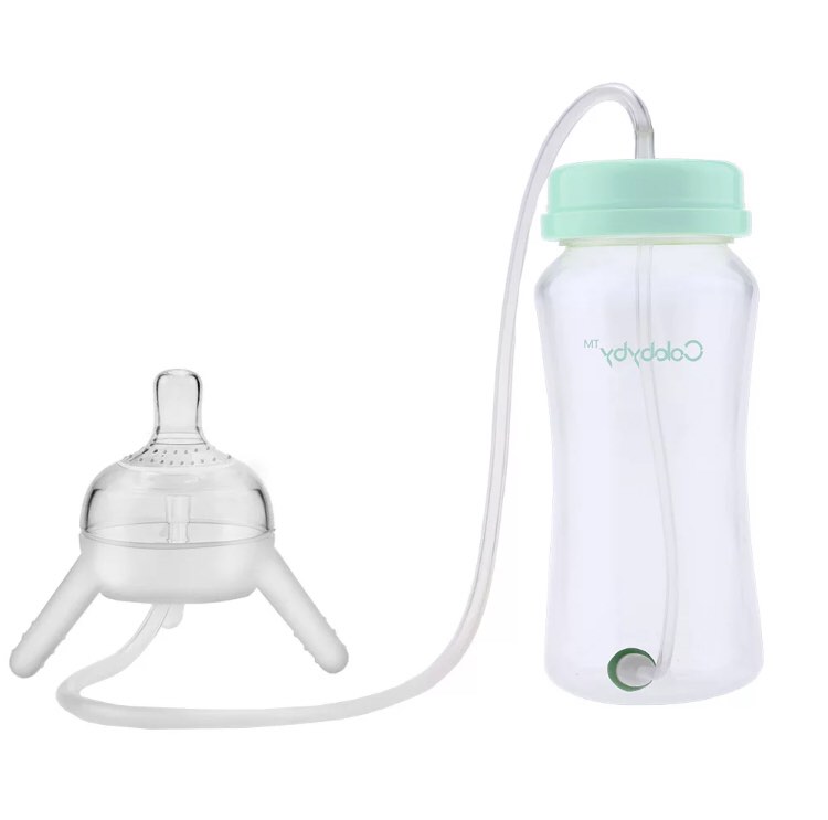 Baby Milk Bottle Wide Mouth Feeder Bottle Silicone Flexible Rotatable Straw Set 