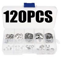 120 pcs สแตนเลสภายนอก Circlip Retaining Snap Ring Set 1.5/2/3/4/5/6/7/8/9/10mm E-Clip Washer Assortment Kit สำหรับ Shaft-GONGXI