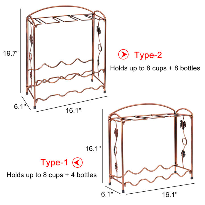 ชั้นชั้นวางไวน์พับได้ทำจากเหล็กขึ้นรูป2ขนาดชั้นวางแก้วไวน์ที่แขวนแก้วไวน์
