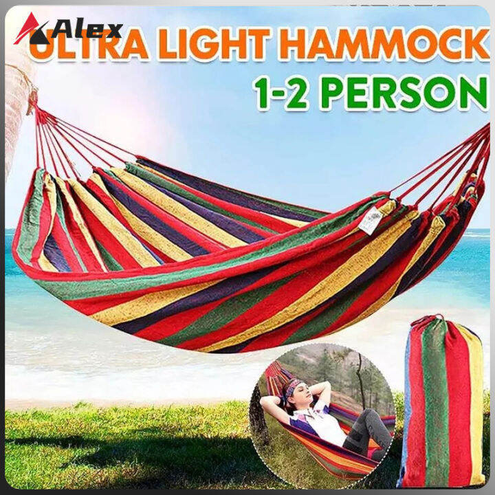 Alex Original hammock Portable Cotton Rope Outdoor Hammock Canvas Hanging Sleeping Bed Camping