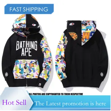 Bape A Bathing Ape Shark Orange Camo Hoodie Hooded Jacket Full Zipper Coat  (Orange, L) : : Clothing & Accessories