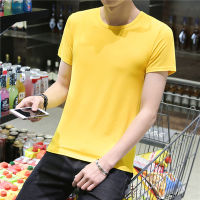 T-SHIRT เสื้อยืด คอกลม แขนสั้น สีพื้น ผ้าCotton100%  (สีเหลือง)