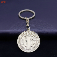 QN Saint benedict MEDALLION พวงกุญแจคาทอลิก San Benito pendant CHAIN Jesus religious เครื่องประดับโลหะของขวัญ