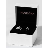 Pandora ต่างหูเงิน 925 รูปมงกุฎ เงางาม สําหรับผู้หญิง298295ของขวัญหรูหรา น้ําหนักเบา