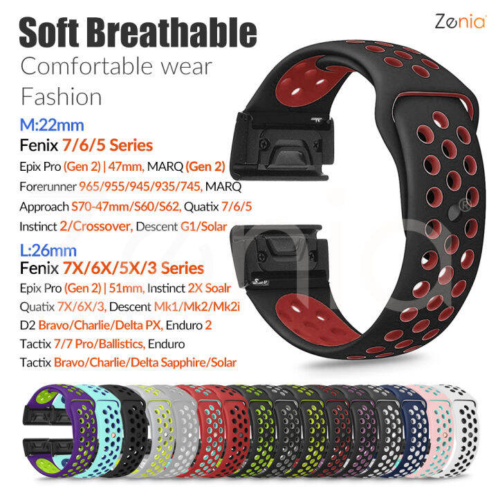 zenia-22มม-26มม-ระบายอากาศได้ปล่อยรวดเร็วพอดีง่ายสายนาฬิกาสำหรับ-garmin-quatix-fenix-7x-7-6x-6-pro-51mm-solar-sapphire-5x-5-plus-3-approach-s70-47mm-s60-s62-descent-g1-mk1-mk2-d2-tactix-bravo-delta-ma