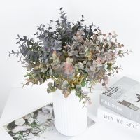 【YF】℡  5pcs Artificial Plastic Eucalyptus Leaves Branch Bouquet for Wedding Garden Decoration Faux Fake Flowers Accessories