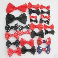 FZNOVV 30Pcs Blank amp; Dots Printed Red amp;Black Ribbon Bows Craft Design Headwear Bowtie Garment Accessories