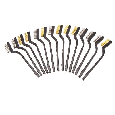 14 Pack Wire Brush Set for Cleaning Welding Slag and Rust Stainless Steel and Brass Curved Handle Masonry brush Wire bristle Scratch Brush