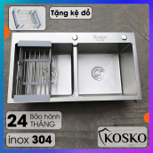 [Tặng Vòi Rửa Nóng Lạnh] Chậu rửa bát inox đúc nguyên khối Kosko sus304 82x45cm (Đã Bao Gồm Bộ Xả + Kệ Để Đồ Đa Năng) (Bảo hành 2 năm 1 đổi 1 trong vòng 7 ngày)