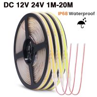 IP68 Waterproof COB Strip 12V 24V 320Leds/M RA90 3000K 4000K 6000K High Density Flexible Ribbon Rope FOB LED Light 1M 10M 20M