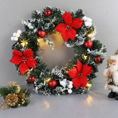 Hanging LED Door String Holiday Home Decorations Front Christmas Wreath Battery