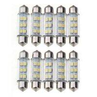 【✴COD✴】 yanjina85828158 10ชิ้นโคมไฟ6 Smd Led สีขาว Dc 12V สำหรับป้ายทะเบียนรถยนต์39มม.