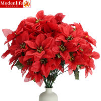 [Modenlife] 35CM 7 Forks เทียมช่อ Poinsettia Performan อุปกรณ์ประกอบฉากโรงเรียนอนุบาลคริสมาสต์ในบ้านจัดงานแต่งงานดอกไม้เทียมดอกไม้ปลอมดอกไม้ผ้าไหม