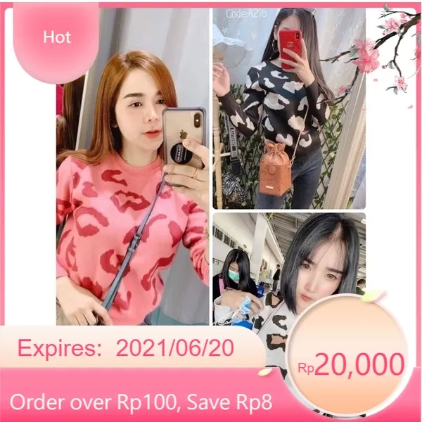 Vxh เสื้ออินเทรนผู้หญิง เสื้อรัดรูป เสื้อแขนยาวไหมพรม สเวสเตอร์ลายเสือ ...