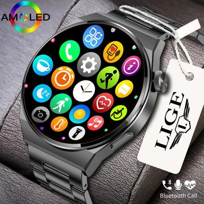 ZZOOI LIGE AMOLED Smartwatch Business Watch For Men Smart Watch Bluetooth Call HD Screen 380mAh Large Battery Capacity Fitness Clock