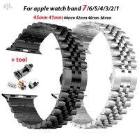 สายเหล็กสแตนเลสสตีลสำหรับสายคาด Apple Watch 7 6 SE 5 4 3 40มม. 44มม. 41มม. 45มม. สายข้อมือโลหะ42มม.