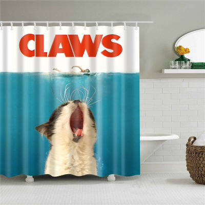 Animal Cat Shower Curtain 3D Print Bathroom Waterproof Polyester Curtain Octopus Washable Bath Decor Curtains With 12 Hook