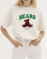 เสื้อยืดคอกลมสไตล์ Minimal พิมพ์ลาย เสื้อแขนสั้น ลายหมี Bear ผ้านุ่ม สวมใส่สบาย ราคาเบาๆ ไซส์ S-3XL