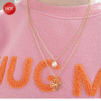 Tory Burch สร้อยคอจี้ไข่มุกโลโก้   TB สร้อยคอยาวหรูหราหรูหราน้ำหนักเบาอเนกประสงค์【high-quality】