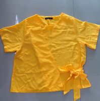 Sale!!! เสื้อทำงานสีเหลืองสดใส ผูกโบว์หน้า ไซส์ XL-3XL