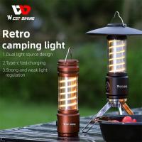 WEST BIKING Warm Yellow Light 400LM LED Atmosphere Light 2200mAh Retro Type-C USB Rechargeable 4 Modes Waterproof Fishing Camping Supplies