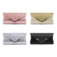 Women Clutch Glitter Sequins Evening Party Handbag Portable Pink Wedding Clutch Purse Envelope Clutch