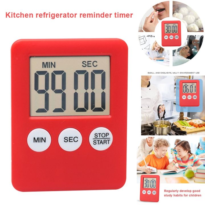 เครื่องจับเวลาในครัวนาฬิกาแม่เหล็กปลุกตัวนับถอยหลังทำอาหารสี่เหลี่ยมนาฬิกาจับเวลาทำครัววงจรจอดิจิตอล-lcd