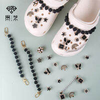 Crocs Jibbitz Charms สติกเกอร์ติดผนังตกแต่งห้องขวดน้ำหอม No.5แบบหัวเข็มขัดเพชรคริสตัลแบบถอดได้สำหรับ Crocs