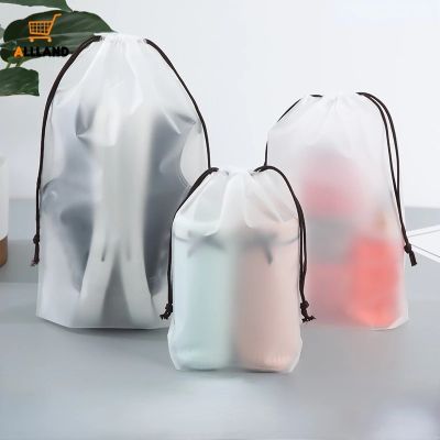 3 Sizes Cartoon Pattern EVA Frosted Transparent Drawstring Storage Bag/ Outdoor Travel Clothes Socks Cosmetic Waterproof Packing Bag